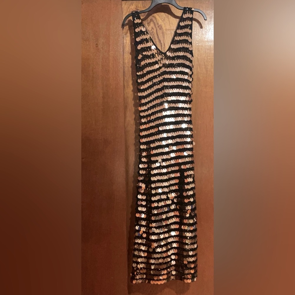 Black Knit Golden Sequin Dress